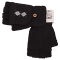 Herren Klapphandschuhe Strick mit Rauten-Print (Schwarz)