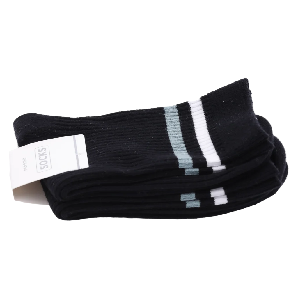 Herrensocken aus Baumwolle mit sportlichem Streifen-Design (Schwarz)
