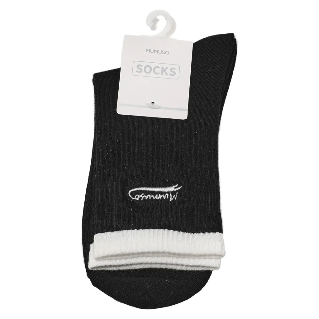 Herrensocken Mini-Crew aus Baumwollmix (Schwarz/Weiß)
