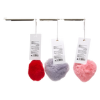 Herz-Pompom Taschenanhänger aus Oryctolagus-Pelz (Rot/Lila/Rosa)