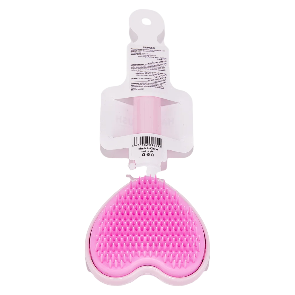 Herzförmige Haarbürste mit Panda-Design und Glitzer (Rosa/Lila)