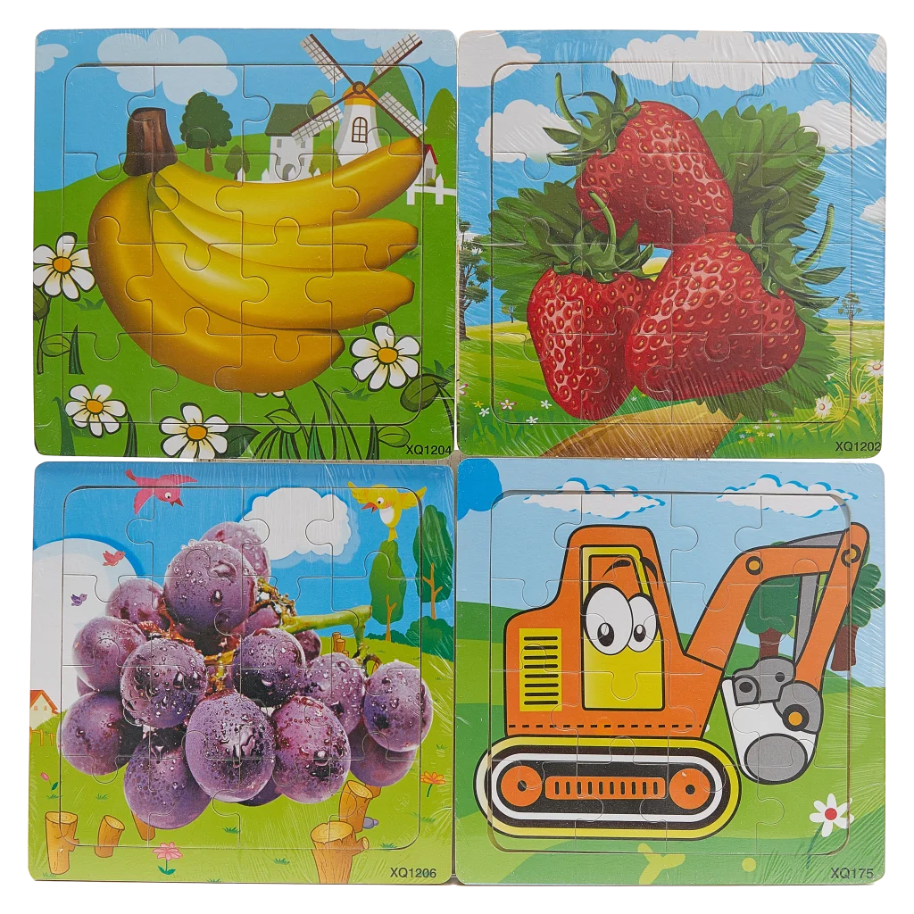 Holzpuzzle für Kinder mit Tier-Design, 2D-Lernspiel (Bunt)