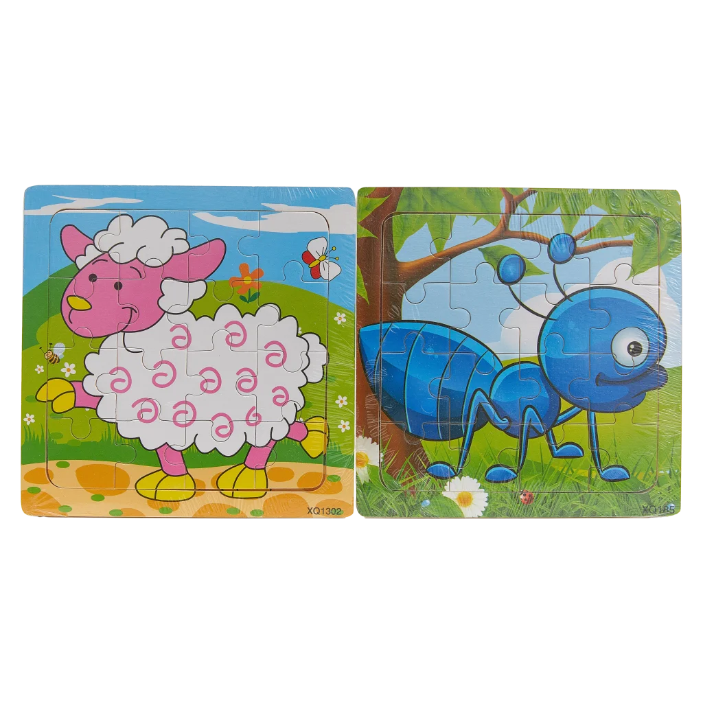 Holzpuzzle für Kinder mit Tier-Design, 2D-Lernspiel (Bunt)