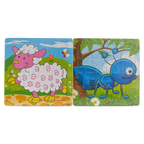 Holzpuzzle für Kinder mit Tier-Design, 2D-Lernspiel (Bunt)