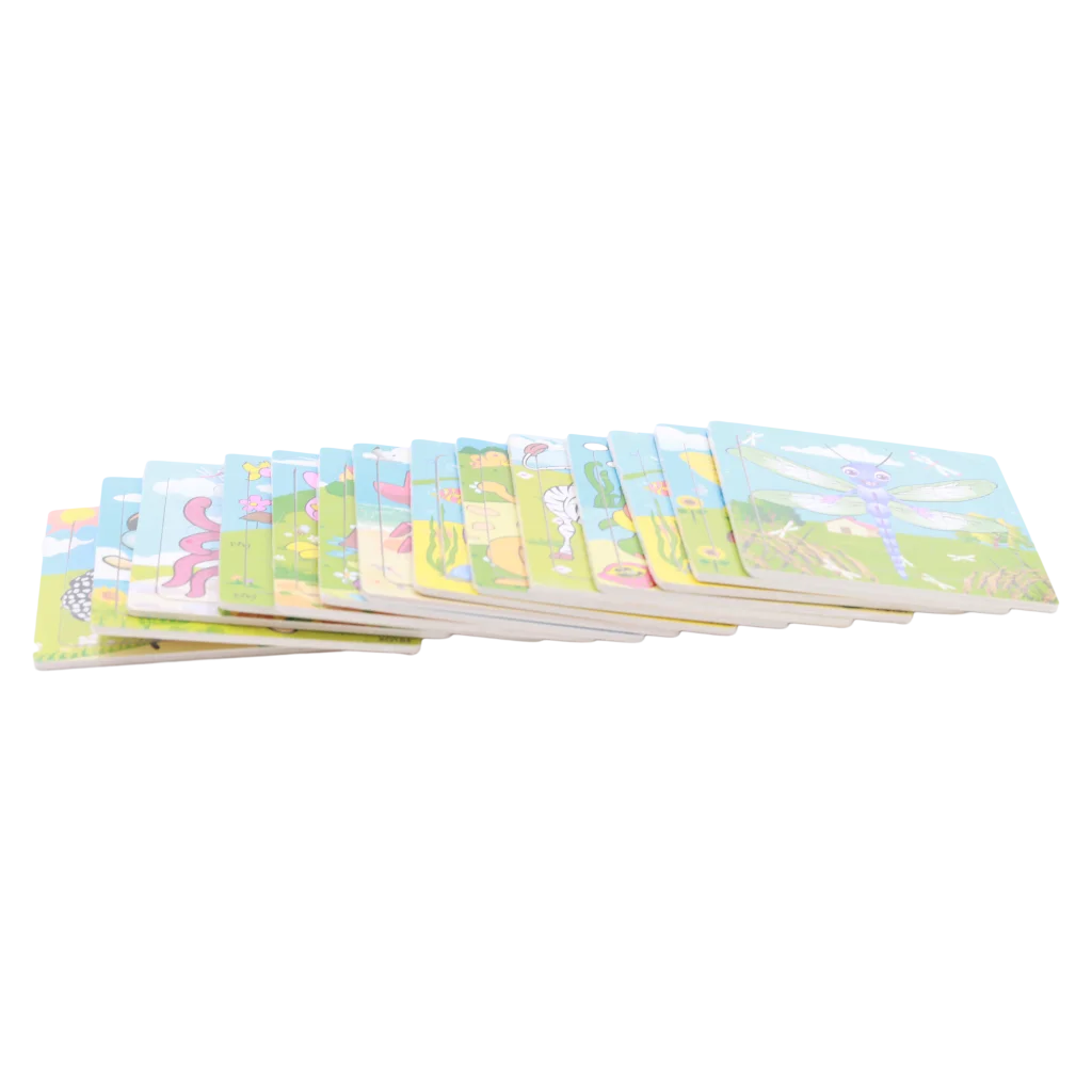Holzpuzzle für Kinder mit Tier-Design, 2D-Lernspiel (Bunt)