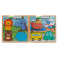 4-in-1 Holzpuzzle mit Tier- und Fahrzeug-Design für Kinder ab 3 Jahren (Mehrfarbig)