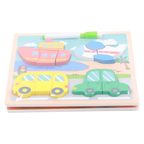 4-in-1 Holzpuzzle mit Tier- und Fahrzeug-Design für Kinder ab 3 Jahren (Mehrfarbig)