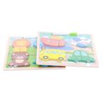 4-in-1 Holzpuzzle mit Tier- und Fahrzeug-Design für Kinder ab 3 Jahren (Mehrfarbig)