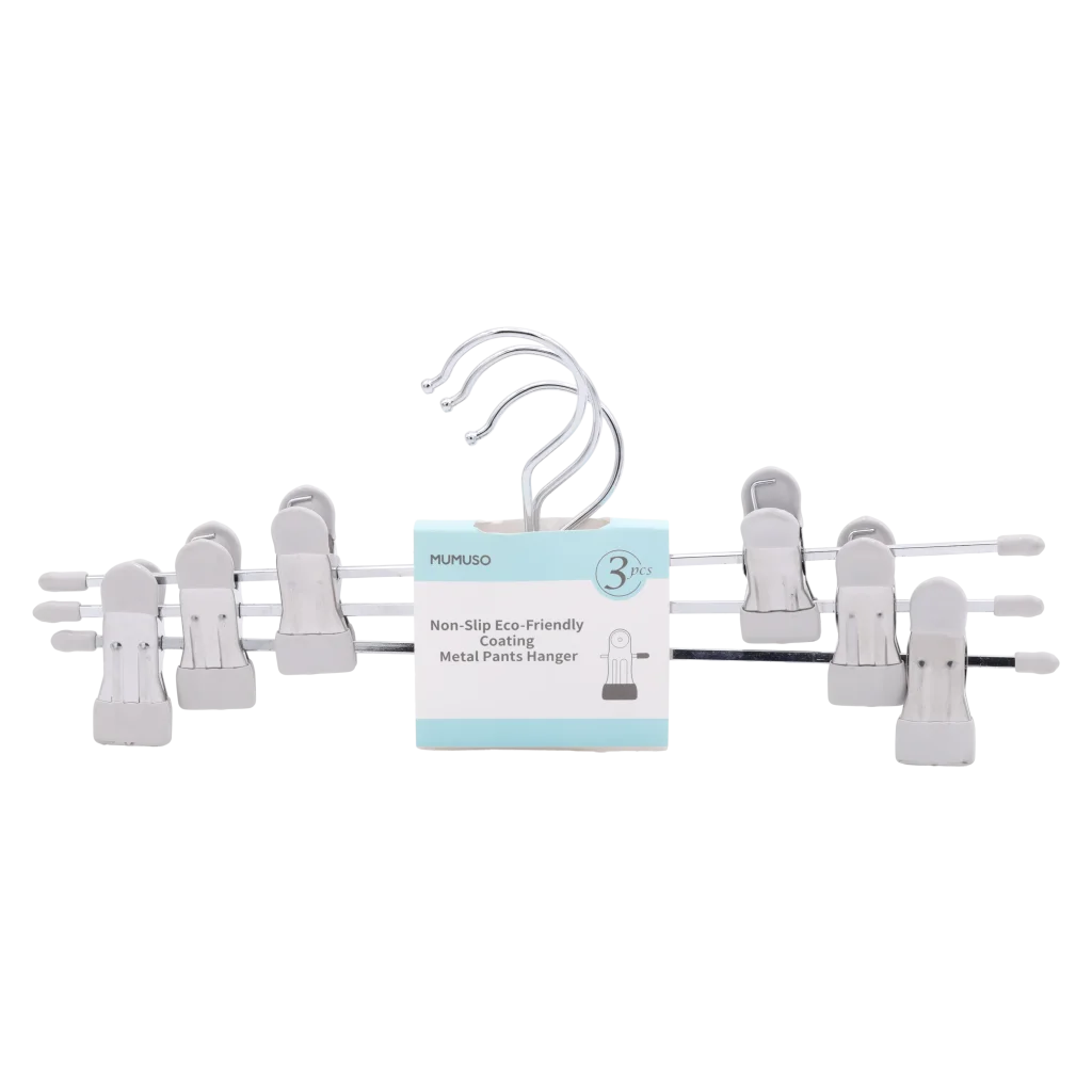 3er-Pack Hosenbügel aus Metall mit PVC-Beschichtung (Rosa/Grau)