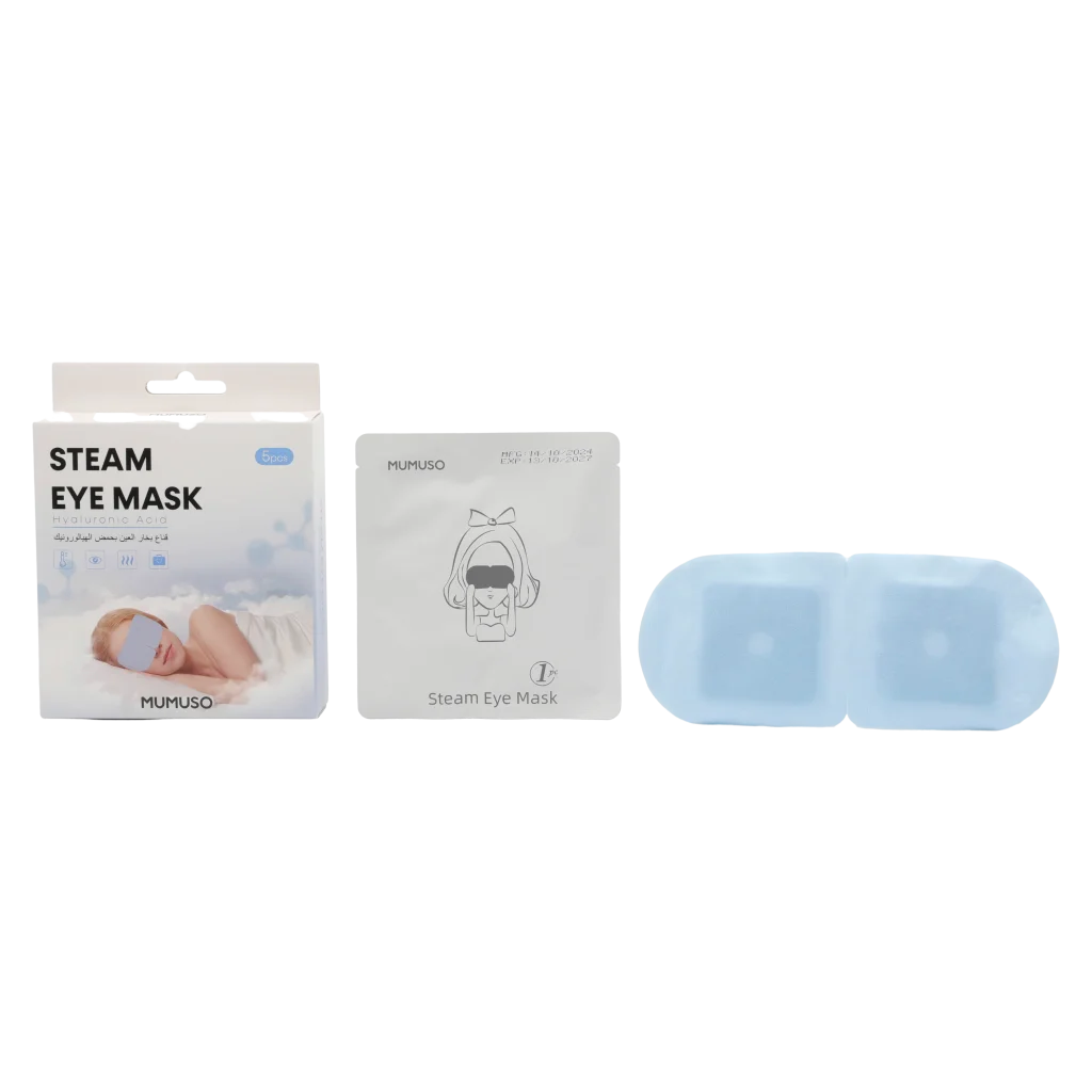 5er-Pack Hyaluron-Dampf-Augenmasken aus Vliesstoff mit elastischem Ohrbügel (Blau)