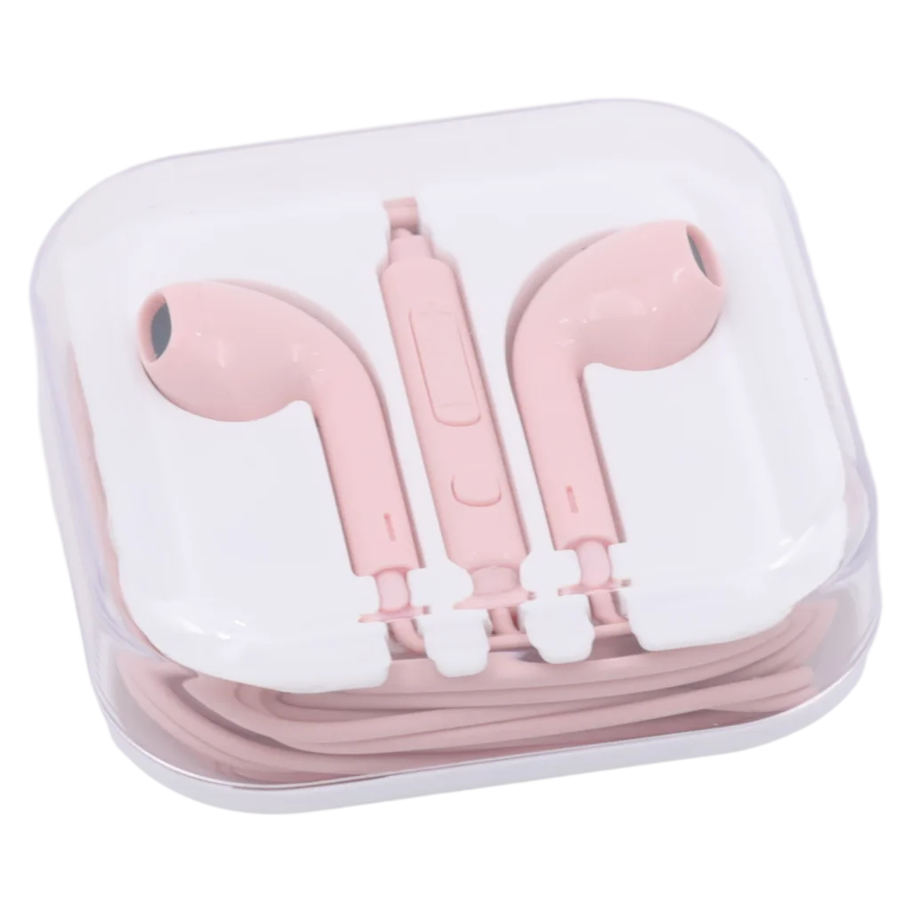 Leichte In-Ear-Kopfhörer aus ABS/TPE mit Kabelsteuerung (Rosa)