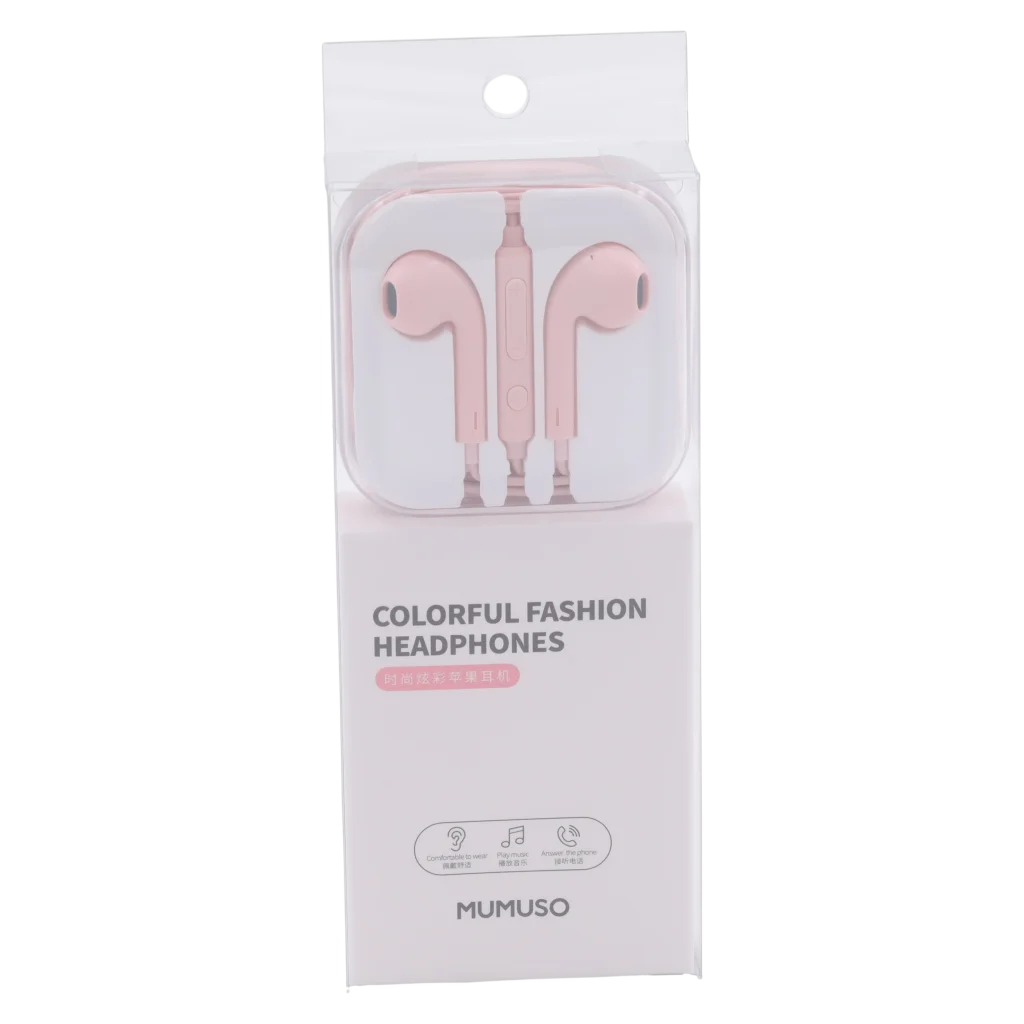 Leichte In-Ear-Kopfhörer aus ABS/TPE mit Kabelsteuerung (Rosa)
