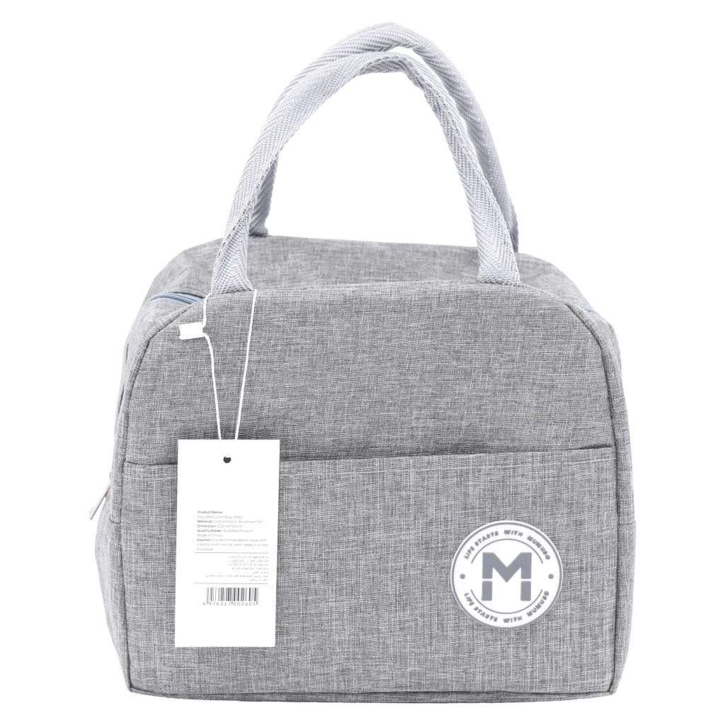 Isolierte Lunch-Tasche aus Köper-Kombinationsstoff (Grau)
