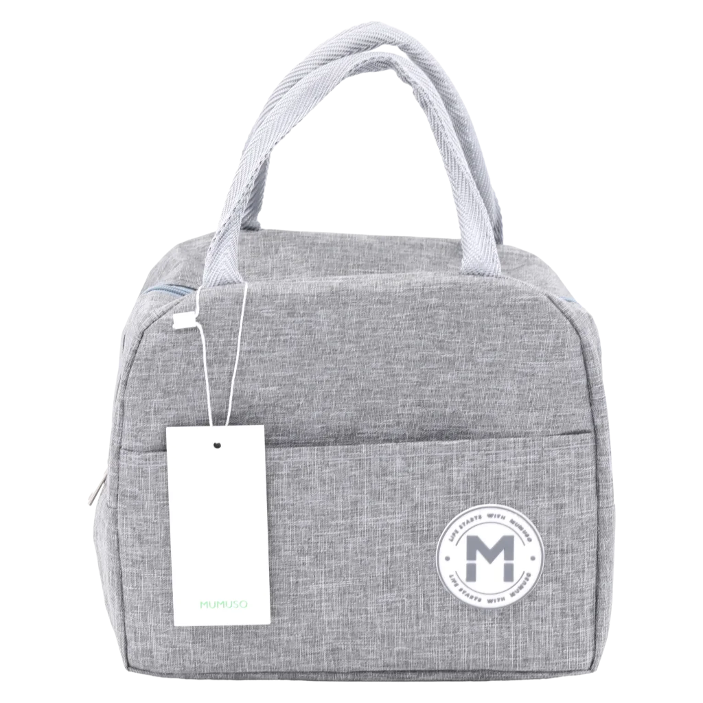 Isolierte Lunch-Tasche aus Köper-Kombinationsstoff (Grau)