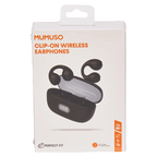 Kabellose In-Ear Clip-On Bluetooth Kopfhörer im Ladecase (Schwarz)