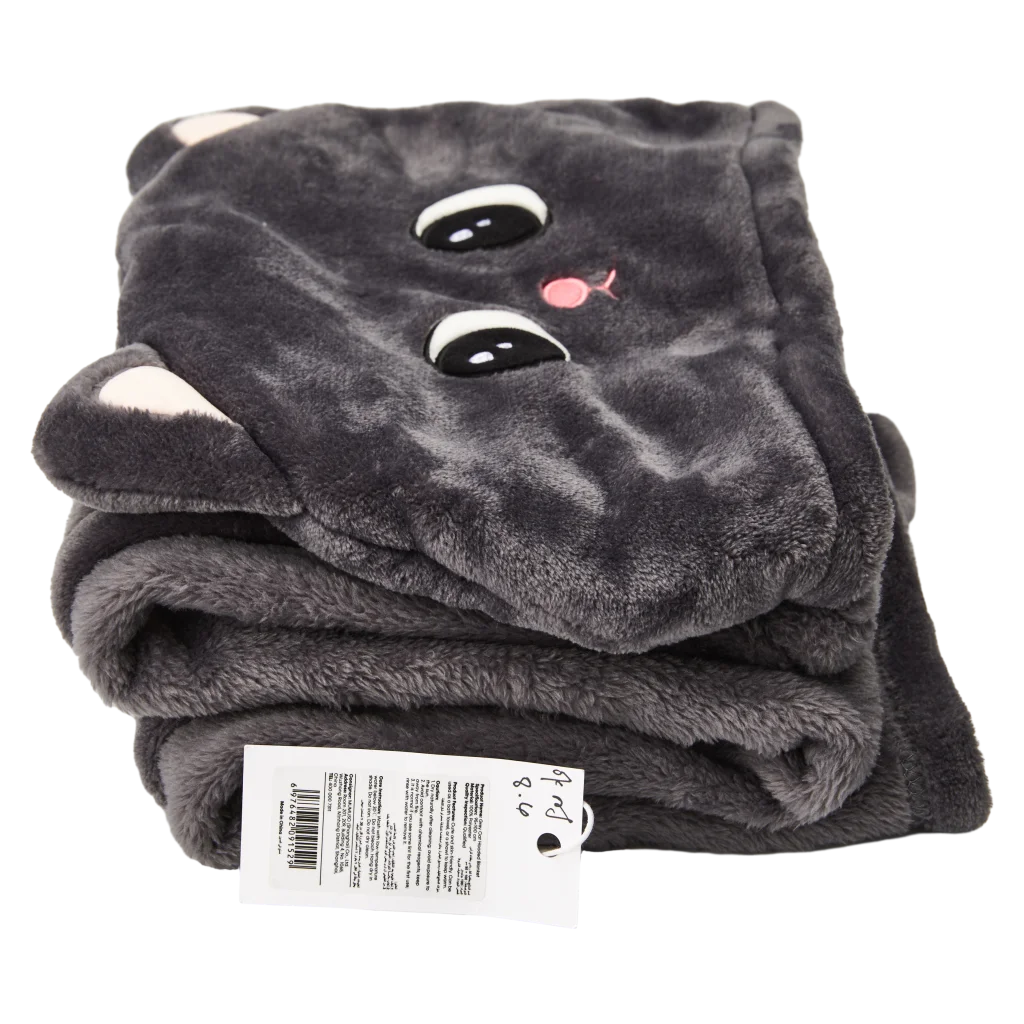 Kapuzen-Decke aus Polyester mit Katzen-Design (Grau)