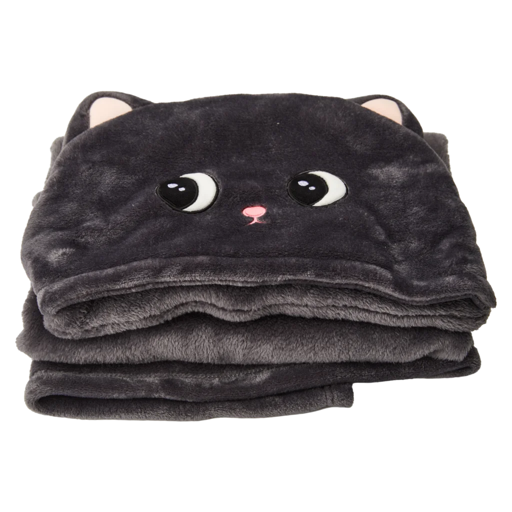 Kapuzen-Decke aus Polyester mit Katzen-Design (Grau)