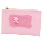 Kartenetui mit 3D-Blumen-Design, Kartenfächer und Schlüsselring (Rosa)