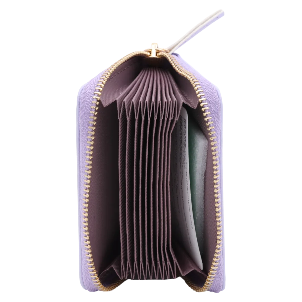 Kunstleder-Kartenetui mit 3D-Blumen-Design (Lila)
