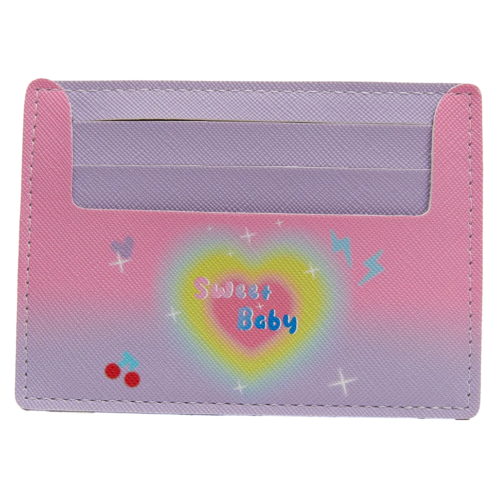 Kartenhalter mit Herz-Design, schlankes Format (Pink/Türkis)