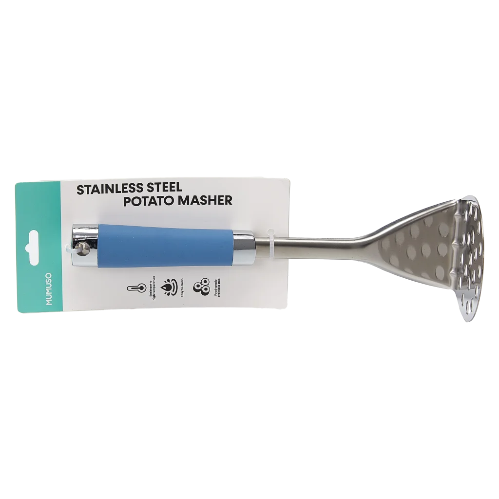 Kartoffelstampfer aus Edelstahl mit Kunststoffgriff, 125 g (Blau)