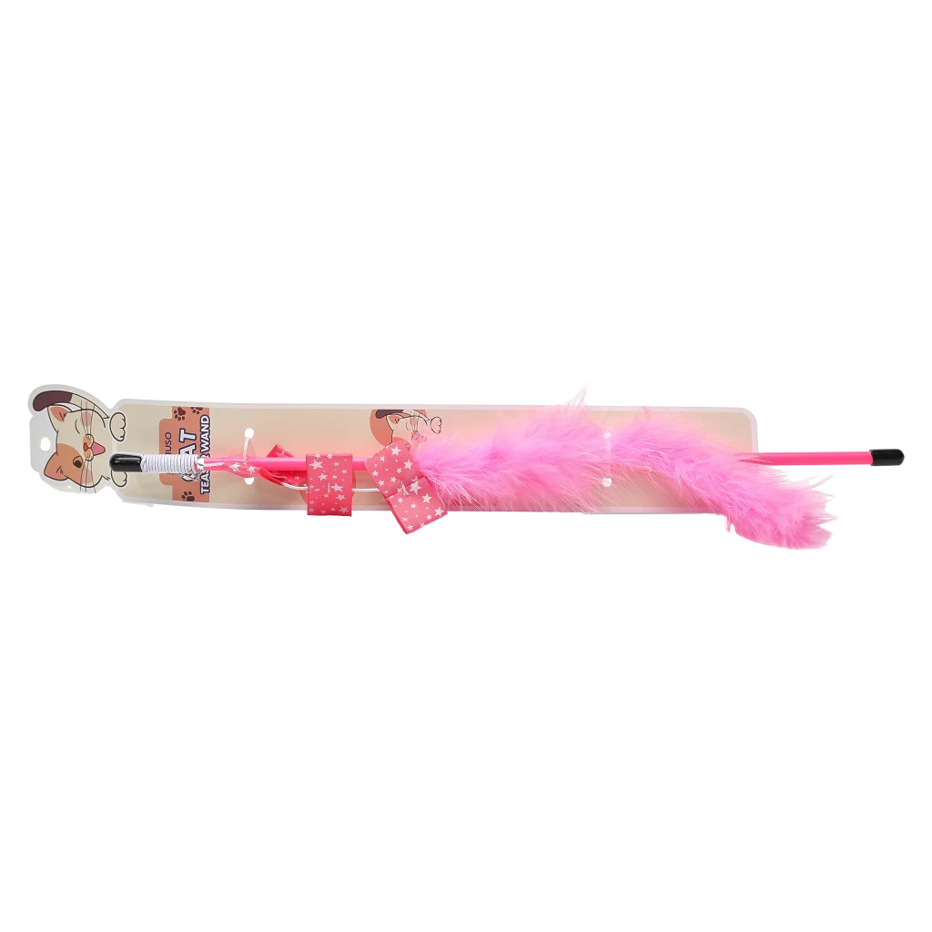 Katzenangel aus Plüsch und Polypropylen mit Sternen-Print und Federn (Pink)