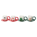 Handbemalte Keramiktasse mit Weihnachts-Design, 250 ml (Rot/Grün/Weiß)