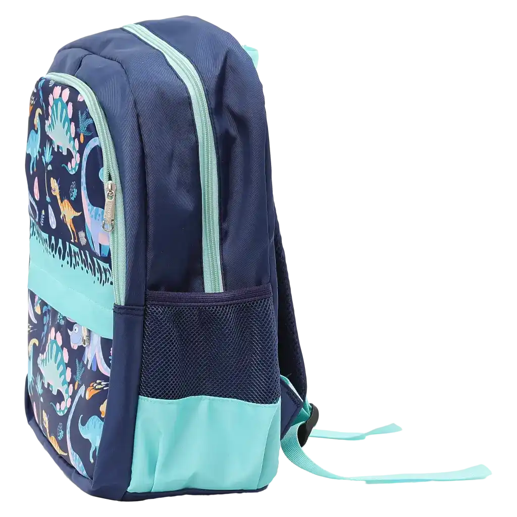 Kinder-Rucksack aus Köper-Verbundstoff mit Dinosaurier-Design (Blau/Hellblau)
