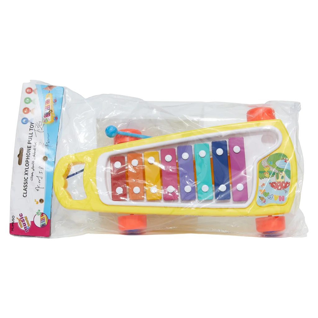 Kinder-Xylophon aus Kunststoff zum Ziehen, Mehrfarbig