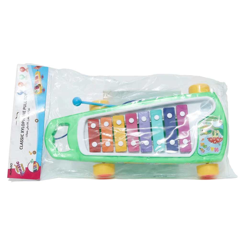 Kinder-Xylophon aus Kunststoff zum Ziehen, Mehrfarbig