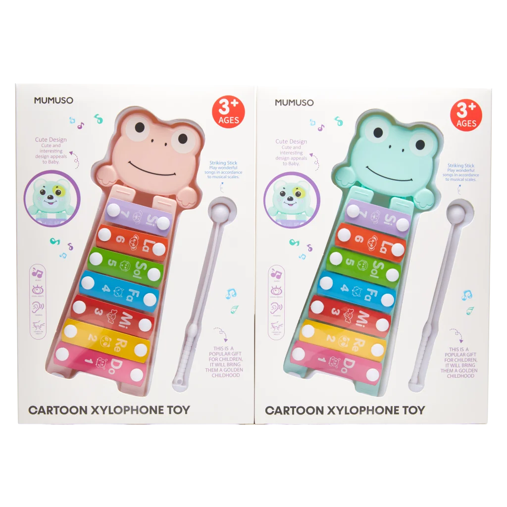 Kinder-Xylophon aus PP und Metallplatten mit Frosch-Design, Mehrfarbig