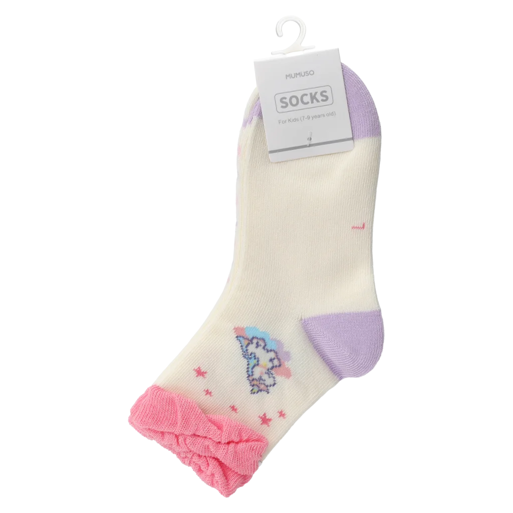Kinder Crew-Socken mit Pferde-Design, Baumwollmischung (Rosa/Lila)