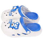 Kinder Gartenclogs aus EVA mit Bär-Design (Weiß/Blau), Größe 35-36