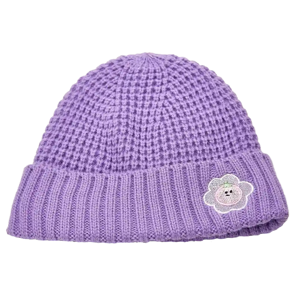 Strickmütze für Kinder aus 100% Polyester mit Blumen-Design (Lila)