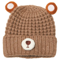 Gestrickte Kinder Wintermütze mit Bären-Design (Khaki)