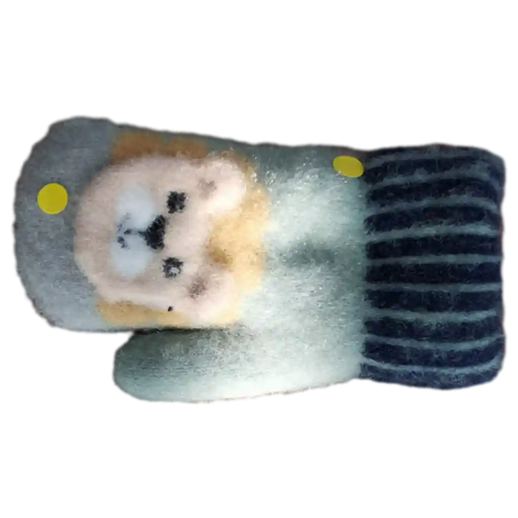 Kinder Fäustlinge aus Strick mit Bärendesign (Blau)