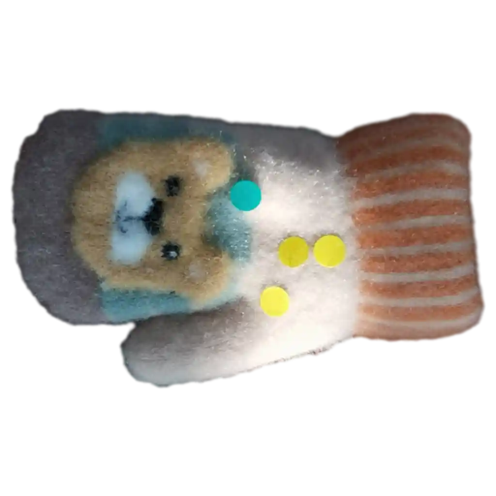 Kinder-Strickhandschuh mit Bärchen-Design (Beige/Grau/Orange)