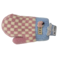 Kinder Strickhandschuhe mit Karodesign (Rosa/Creme/Hellblau)