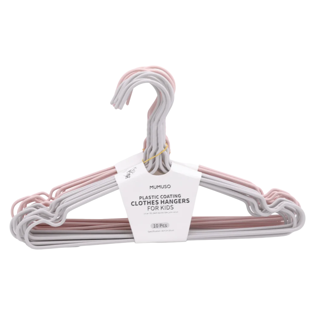10er-Pack Kinderkleiderbügel aus PE und Stahldraht (Weiß/Rosa/Grau)