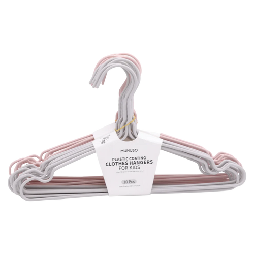 10er-Pack Kinderkleiderbügel aus PE und Stahldraht (Weiß/Rosa/Grau)