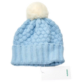 Gestrickte Kinder Wintermütze mit Bommel (Blau)