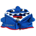 Kinder Wintermütze mit Schal und Maskenfunktion, Hai-Design (Blau)