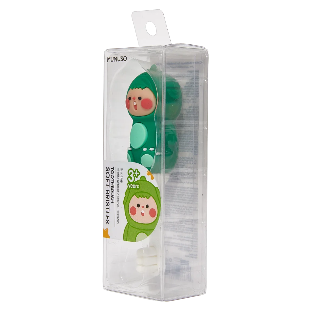 Kinderzahnbürste mit Dinosaurier-Design für Kinder ab 3 Jahren (Grün/Rosa)