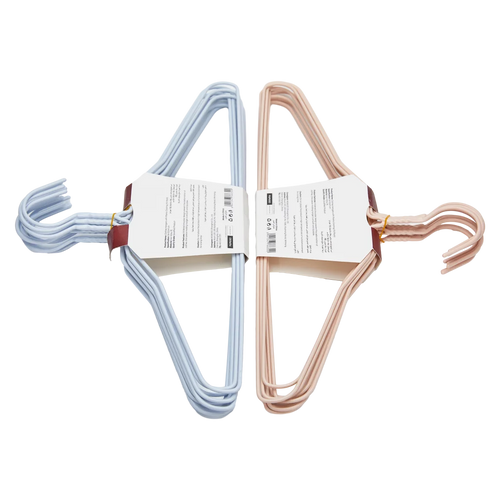 10er-Pack Kleiderbügel mit Kunststoffbeschichtung aus Polyethylen/Metall (Rosa/Hellblau)