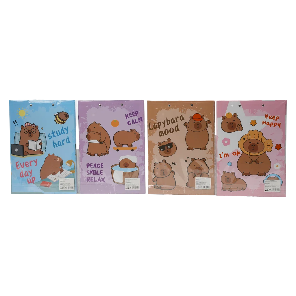 Klemmbrett mit Capybara-Design für Notizen (Blau/Lila/Braun/Rosa)