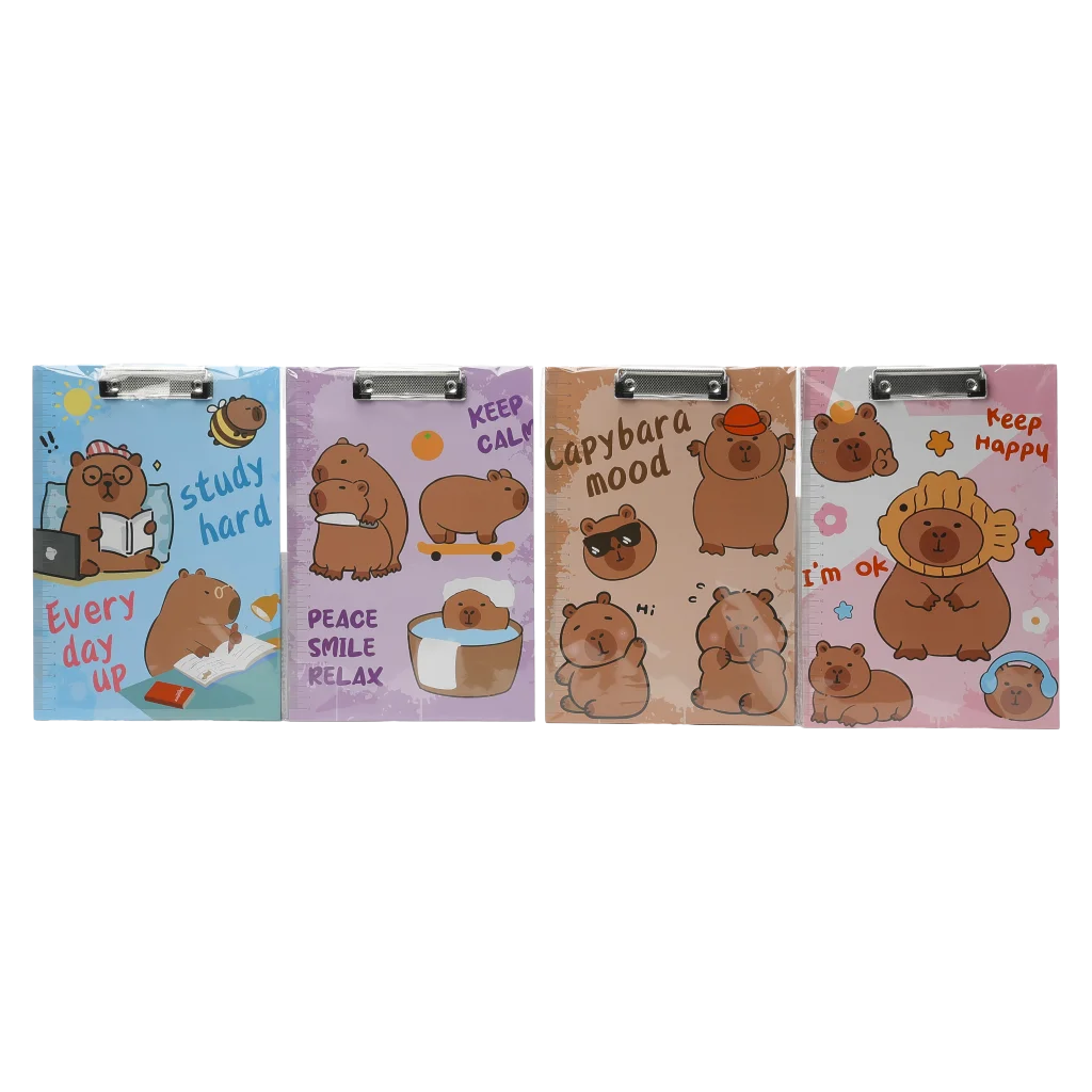 Klemmbrett mit Capybara-Design für Notizen (Blau/Lila/Braun/Rosa)