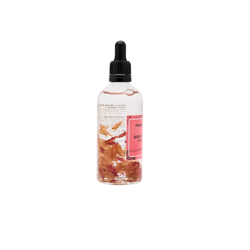 Körperöl mit Rosenblütenblättern und Rosenduft, 100 ml (Rosa)