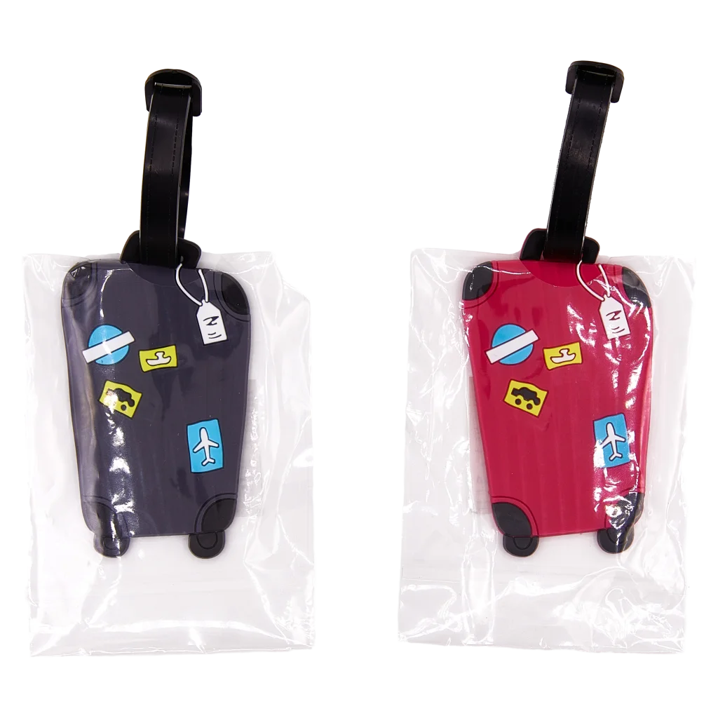 Kofferanhänger mit Koffer-Design und Reise-Print (Dunkelblau/Rot)