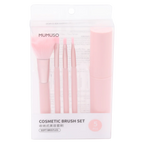 5-teiliges Kosmetikpinsel-Set mit Aufbewahrungsbox (Rosa)
