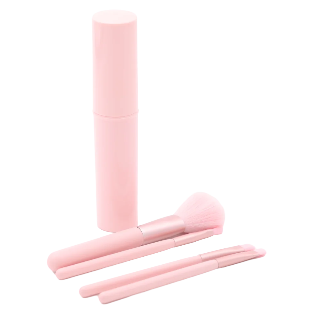 5-teiliges Kosmetikpinsel-Set mit Aufbewahrungsbox (Rosa)